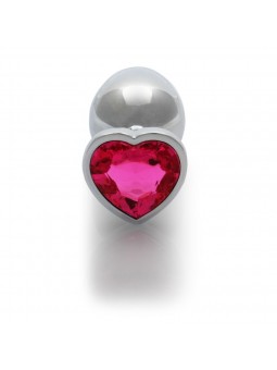 Heart Gem Butt Plug - Large - Silver/Rub