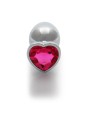 Heart Gem Butt Plug - Large - Silver/Rub