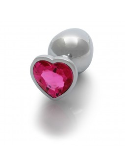 Heart Gem Butt Plug - Large - Silver/Rub
