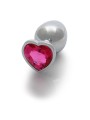 Heart Gem Butt Plug - Large - Silver/Rub