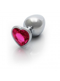 Heart Gem Butt Plug - Large - Silver/Rub