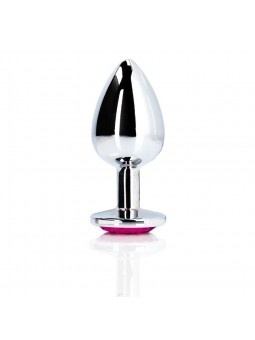 Heart Gem Butt Plug - Large - Silver/Rub
