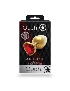 Heart Gem Butt Plug - Medium - Gold/Ruby 2