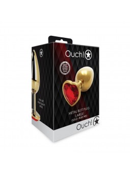 Heart Gem Butt Plug - Large - Gold/Ruby