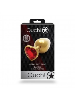 Heart Gem Butt Plug - Large - Gold/Ruby