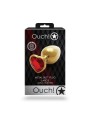 Heart Gem Butt Plug - Large - Gold/Ruby