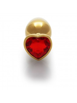 Heart Gem Butt Plug - Large - Gold/Ruby