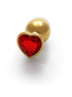Heart Gem Butt Plug - Large - Gold/Ruby