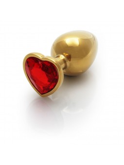 Heart Gem Butt Plug - Large - Gold/Ruby