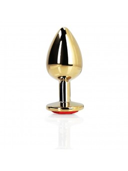 Heart Gem Butt Plug - Large - Gold/Ruby
