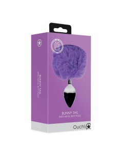 Bunny Tail with Metal Butt Plug - Purple