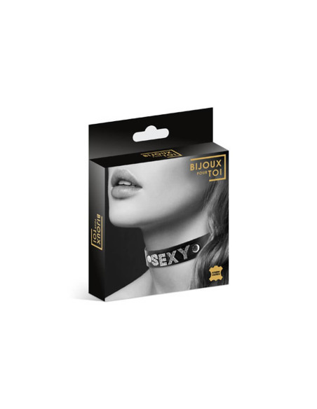 COLLIER STRASS SEXY CUIR BOVIN acquista online su Porky's Store