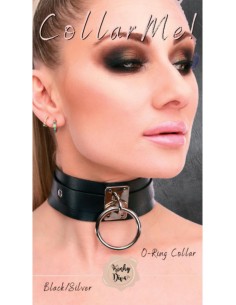 KINKY DIVA O-RING COLLAR BLACK/SILVER
