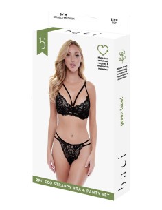 BACI 2 PCS. ECO STRAPPY BRA AND PANTY SET BLACK