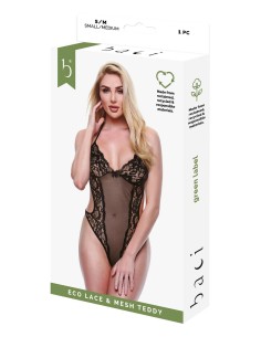 BACI ECO LACE AND MESH TEDDY BLACK