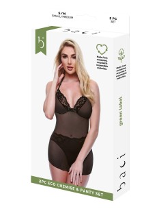 BACI 2 PCS. ECO CHEMISE AND PANTY SET BLACK