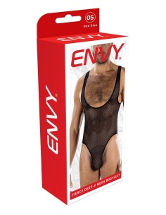 ENVY FIERCE DEEP V MESH BODYSUIT BLACK